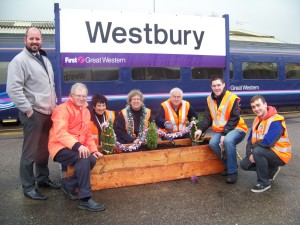 One of the new planters at Westbury railway station.
