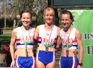 The Great Britain half marathon team Sian Finley, Fiona Price and Lisa Finlay