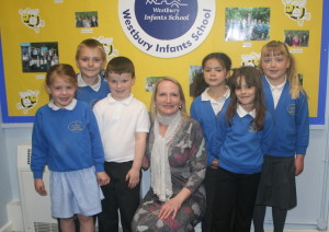Headteacher Stacey Budge with a few of her new pupils