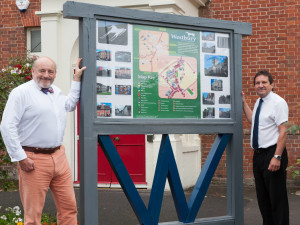 Ian Cunningham and Keith Harvey with the new town map
